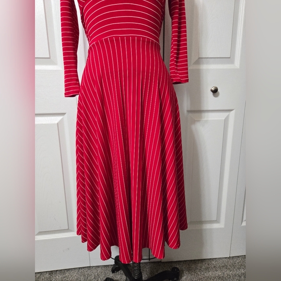 Red Belted Dress With White Stripes, Size XS, B Moss Clothing Company, EUC - Picture 6 of 16